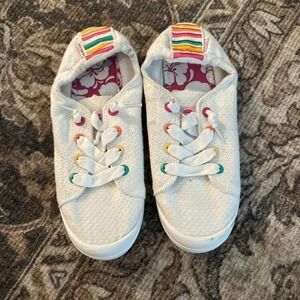 Youth girls white Roxy slide on sneakers size 5